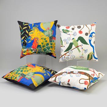 JOSEF FRANK, two pairs of scatter cushions, part linen from Firma Svenskt Tenn, Stockholm, Sweden.