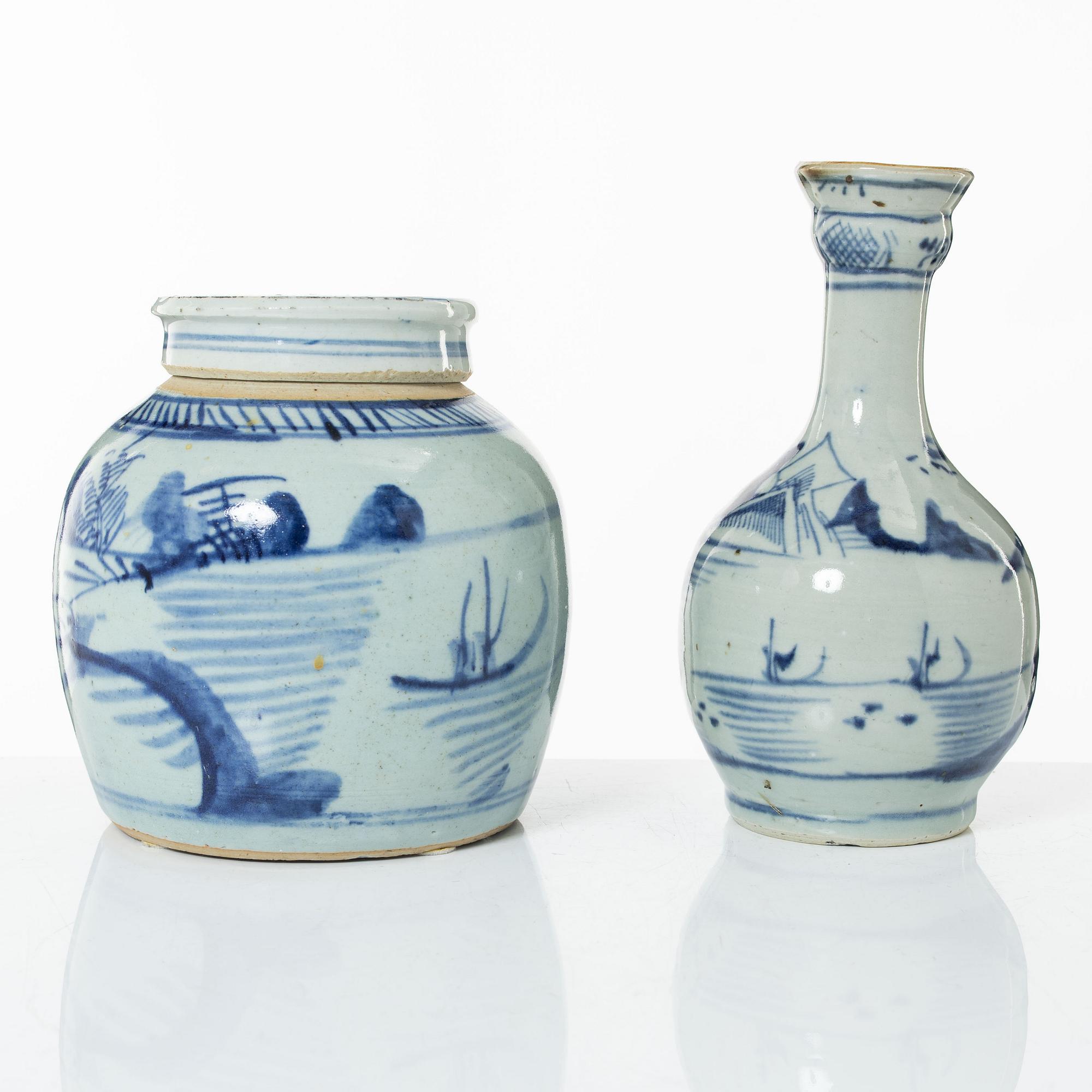 Jar and vase, porcelain, China, 19th century.