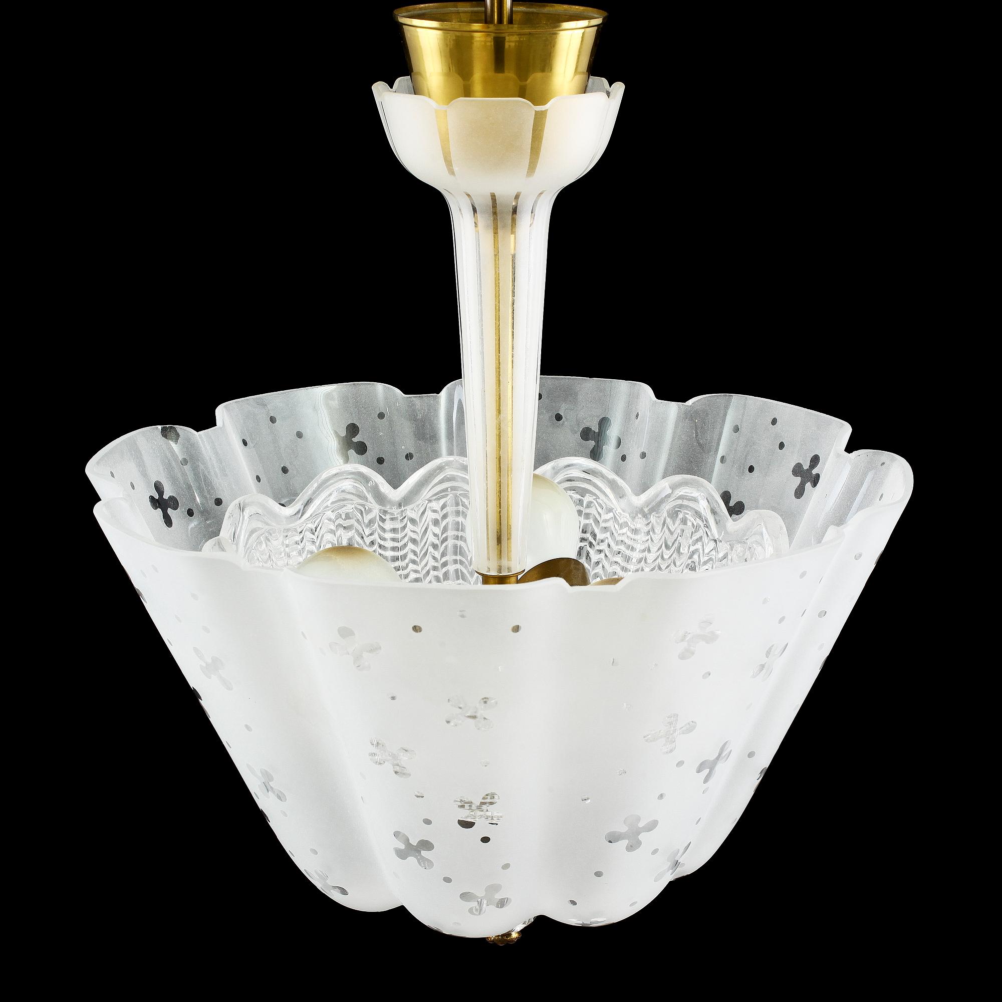 TAKLAMPA, Orrefors, 1940/1950-tal, h ca 65.