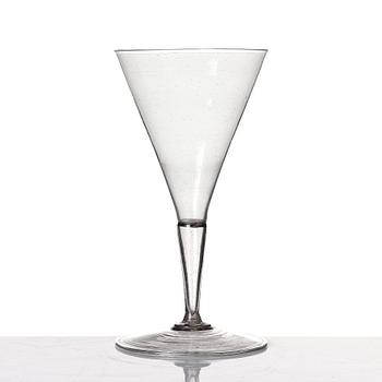 A glass goblet, 18th Century, possibly Venetian.