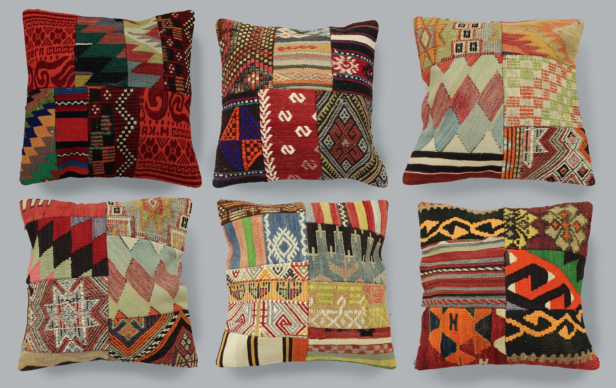 A set of six Kilim cushion covers, Anatolian, approx. 50 x 50 cm.