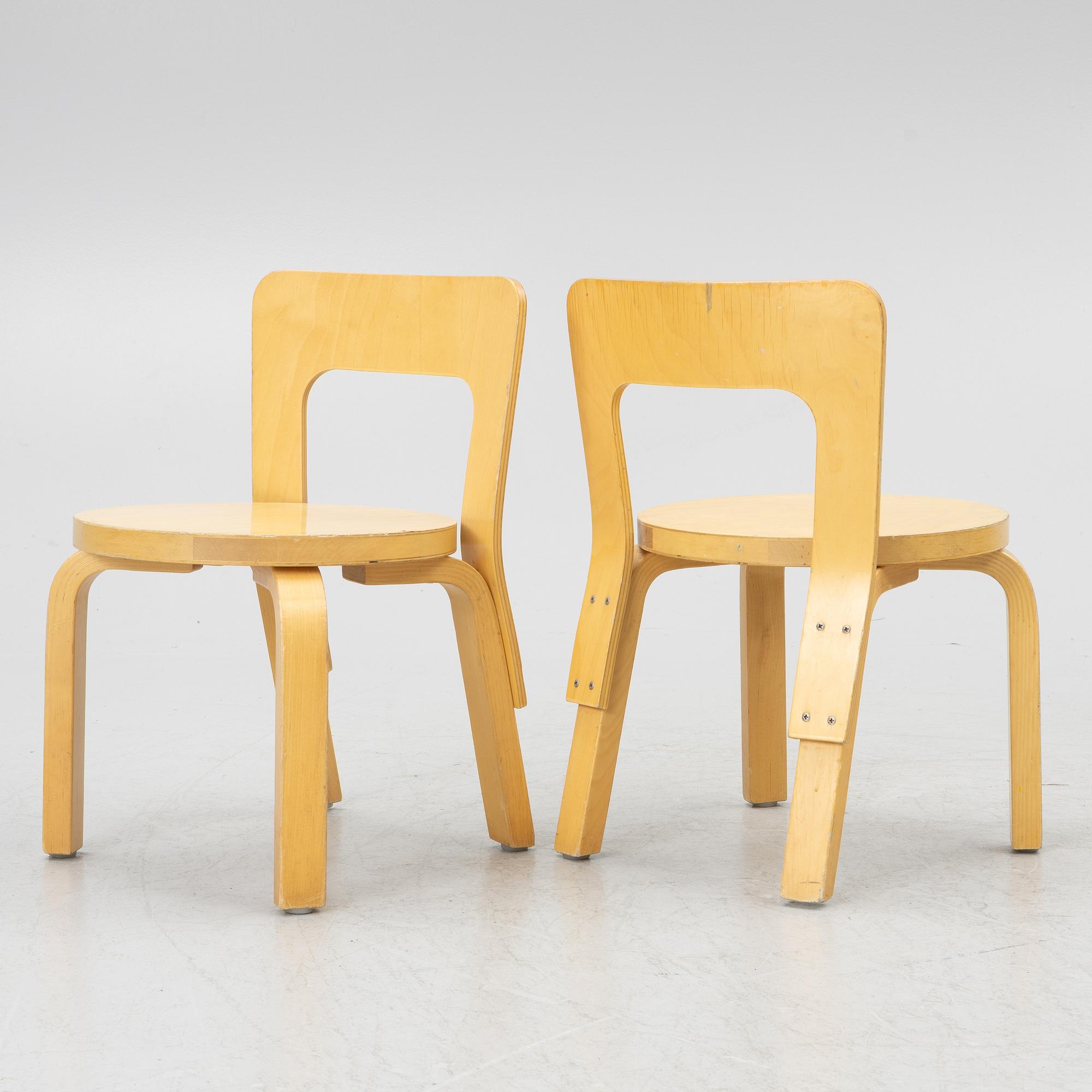 Alvar Aalto, barnstolar, 4 st, Artek, Finland.