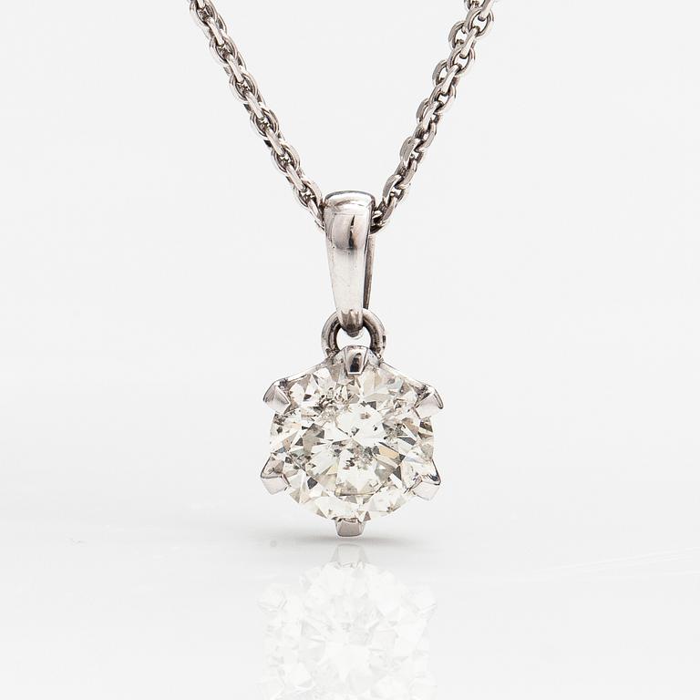 Kaulakoru, 18K valkokultaa, timantti n. 1.00 ct.