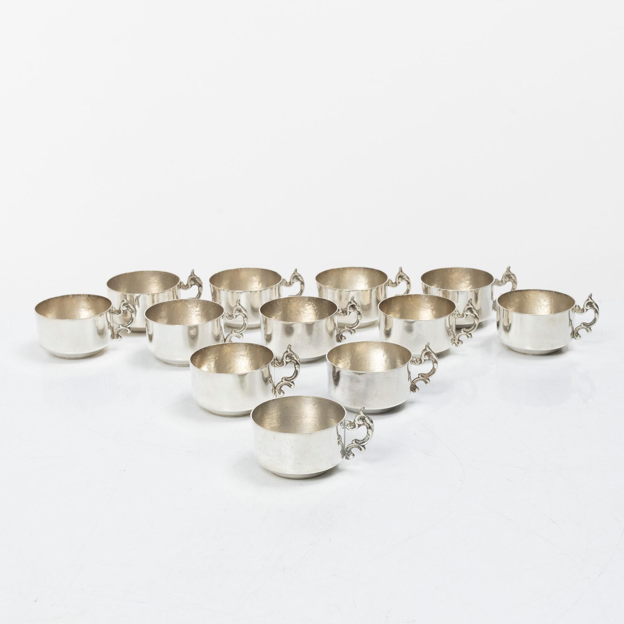Twelve silver cups, Egypt, second half of the 20th century.