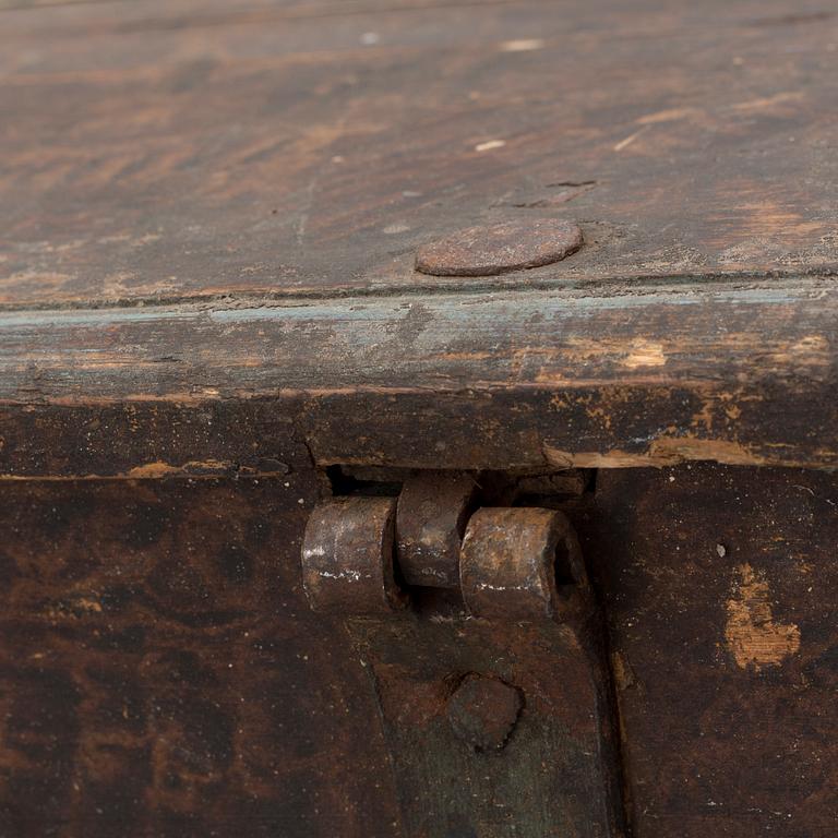 a 18th century wooden chest.