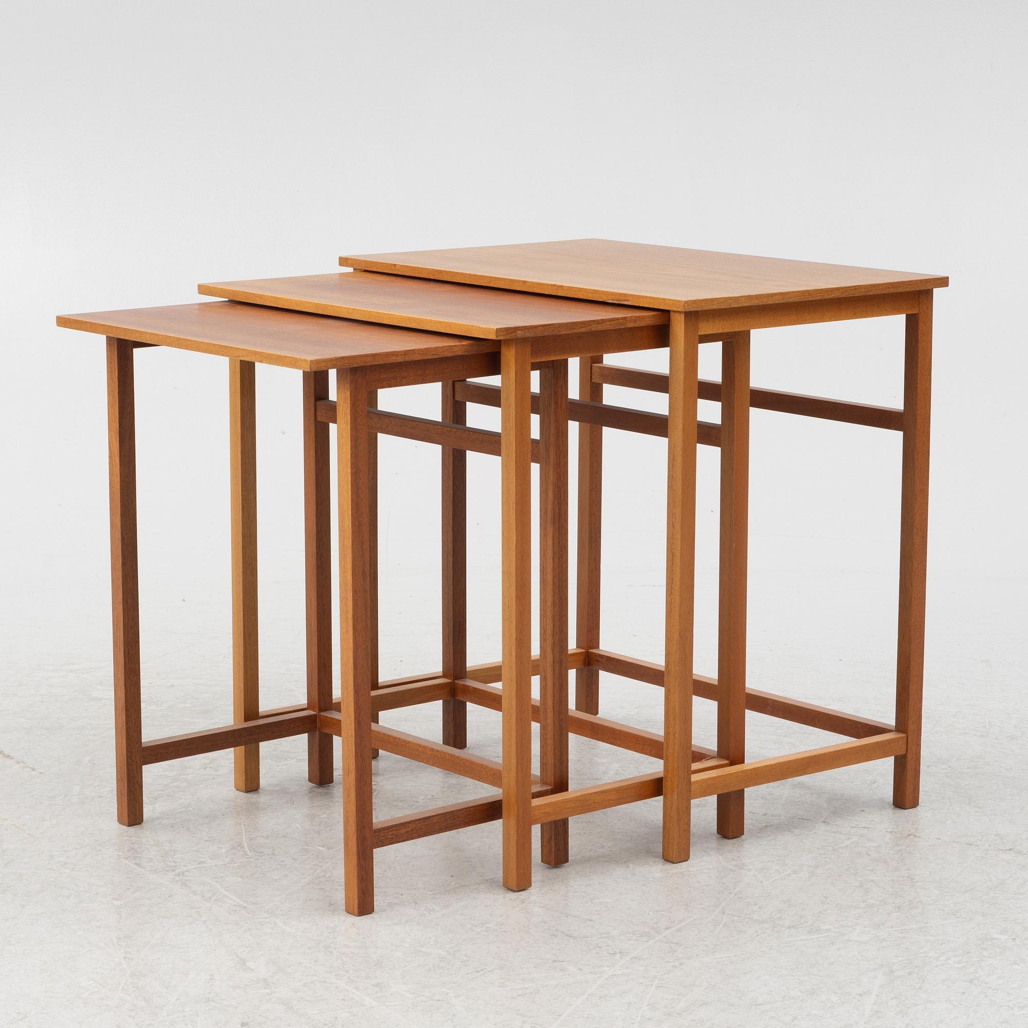 Josef Frank, three nesting tables, model 618, Svenskt Tenn, before 1985.