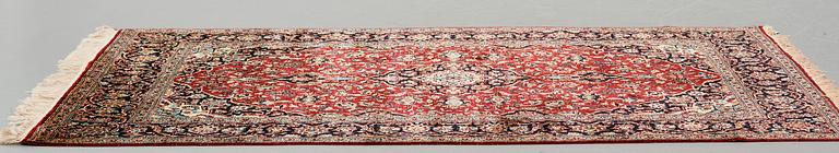 A rug, Old, silk Kashan, ca 224 x 138,5 cm.