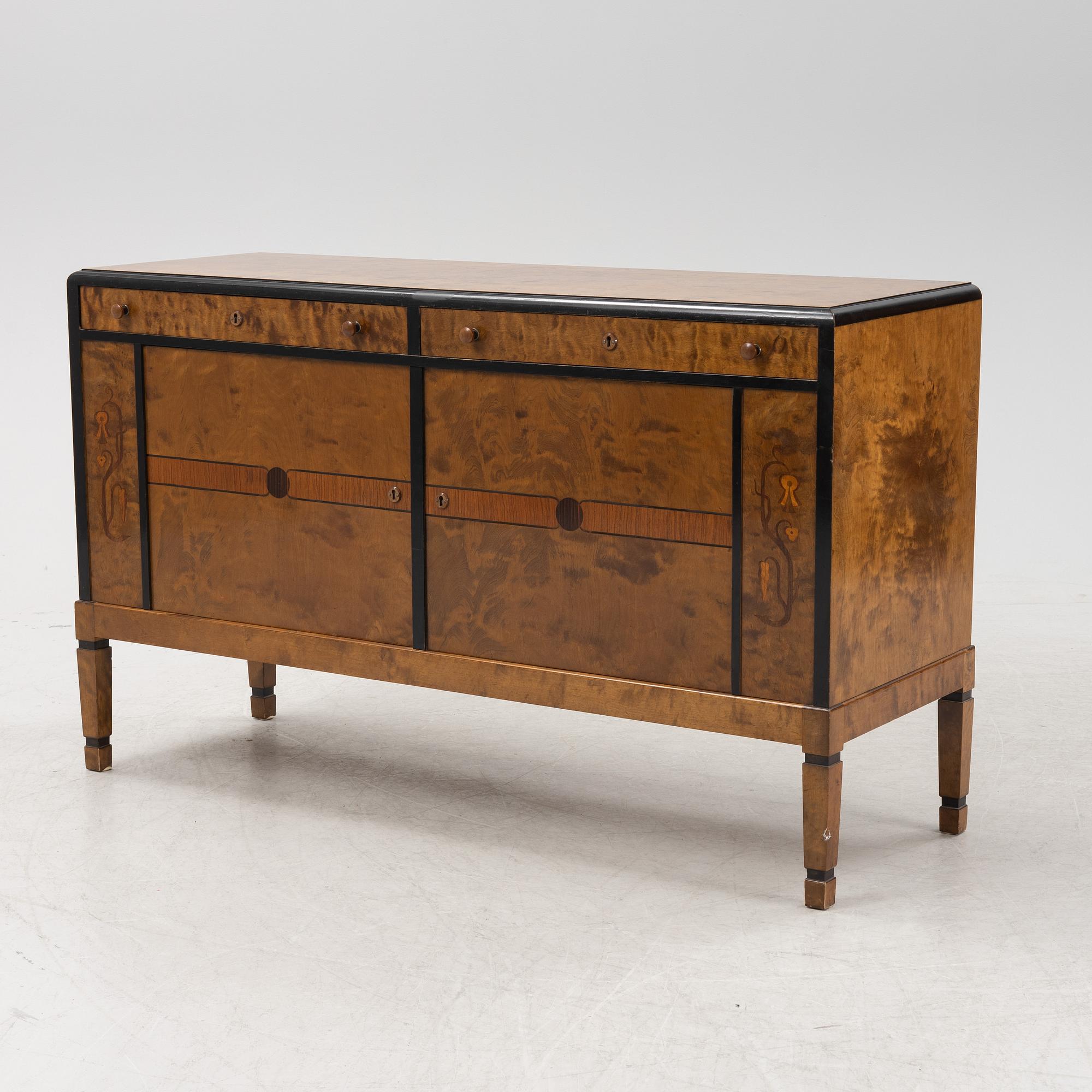 A birch veneered sideboard, Swedish Grace, 1930s.