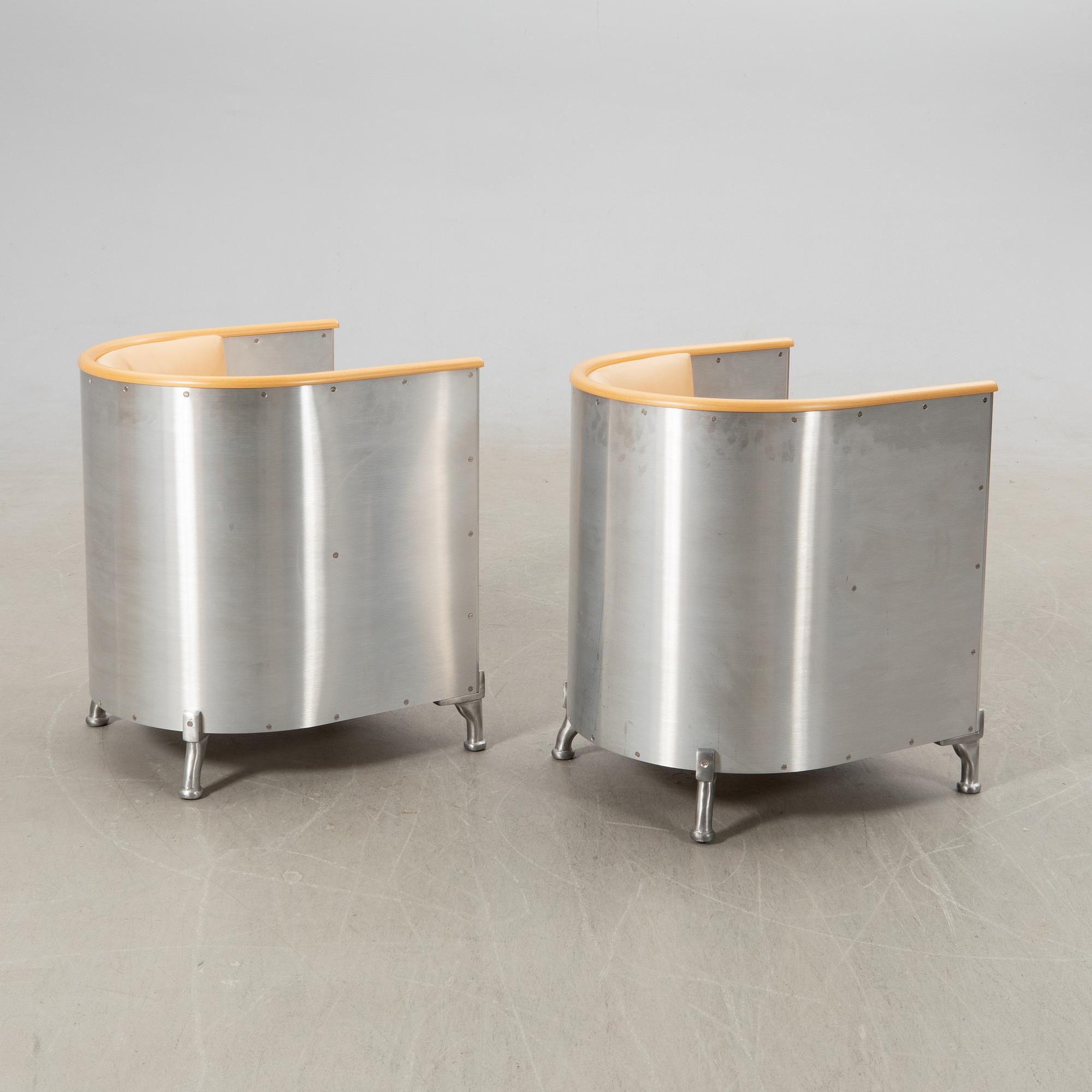 Mats Theselius, Armchairs a pair "Aluminium Chair", for Källemo after 1999.