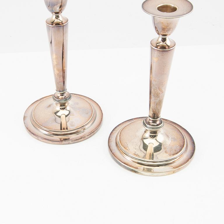 CG Hallberg candlesticks a pair silver Stockholm 1955.