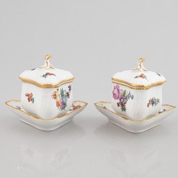 A set of six porcelain custard cups with saucers, Royal Copenhagen, Denmark 1870-1890.