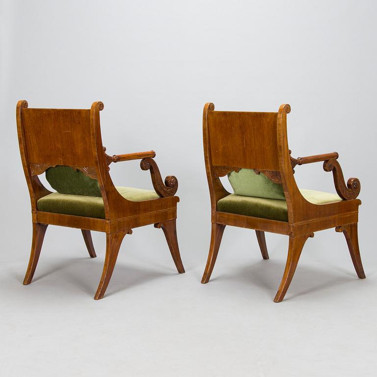 A pair of Empire armchairs, around 1820, the Reign of Alexander I (1801-1825), Russia.