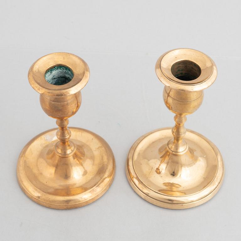 Tree Pairs of Swedish Brass Candlesticks from Skultuna Messingsbruk, 19th Century.