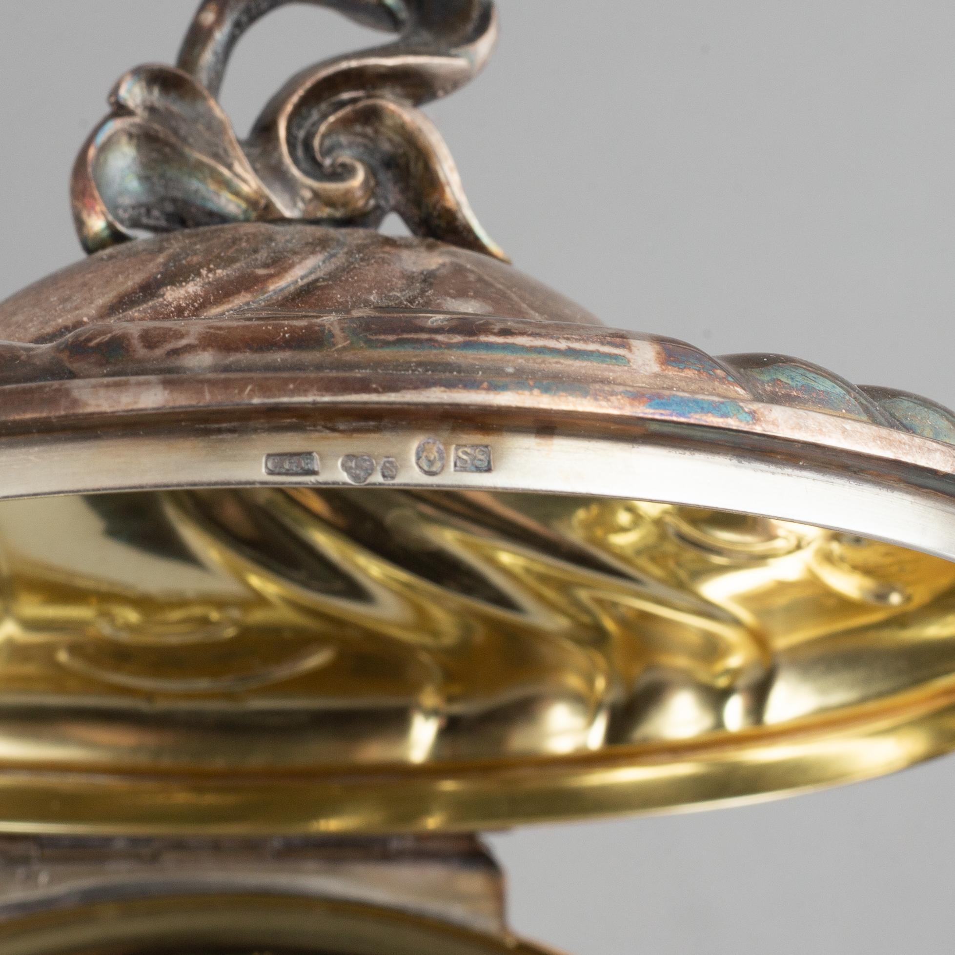 A three piece silver coffee service, CG Hallber, Stockholm 1945.