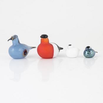 Oiva Toikka, four glass birds, Nuutajärvi Notsjö, Iittala, Finland.