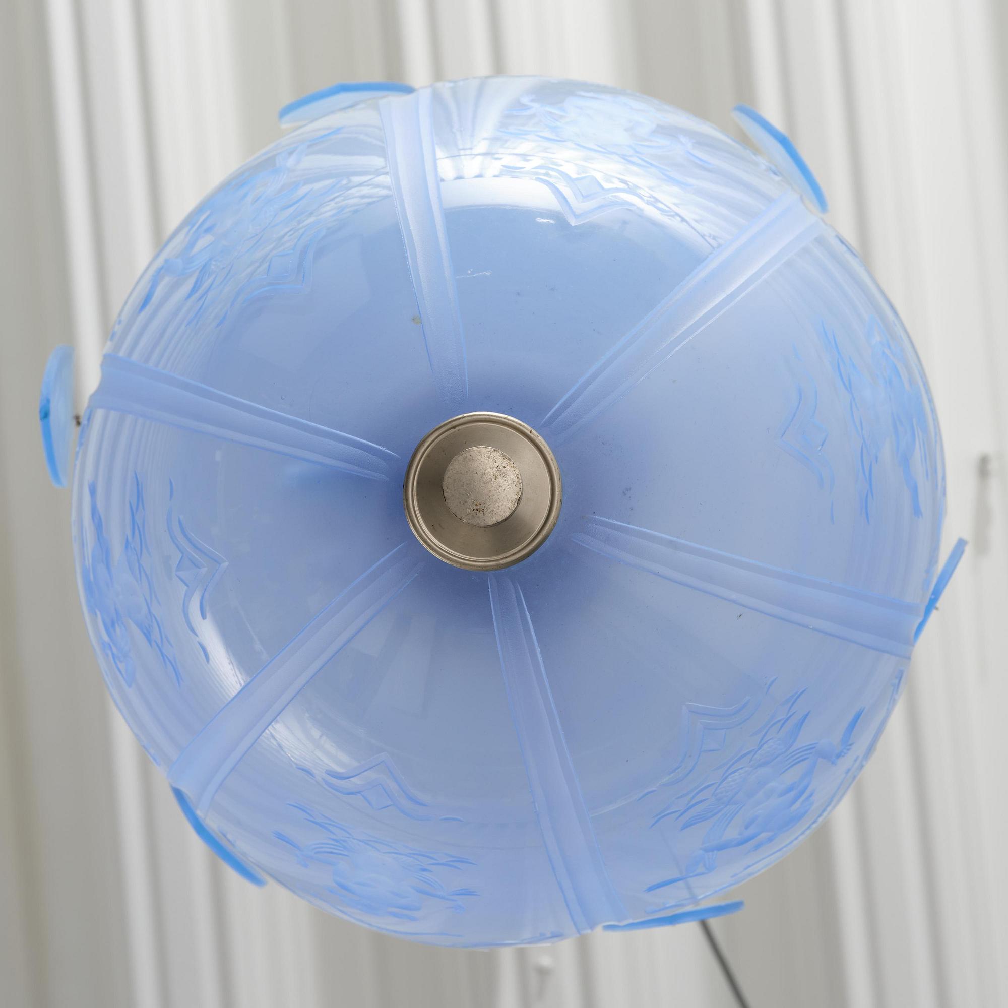 Edward Hald, a Swedish Grace ceiling lamp, Orrefors, 1920s.