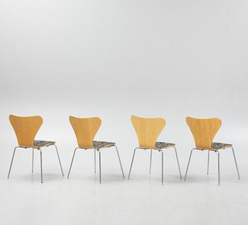 Arne Jacobsen, a set of four 'Series 7' chairs from Fritz Hansen, Denmark.