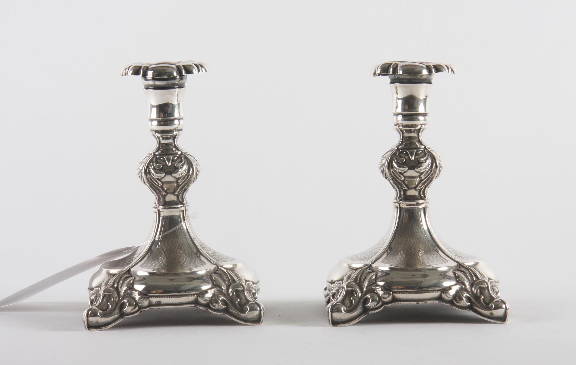 LJUSSTAKAR, ett par, silver, Sverige.