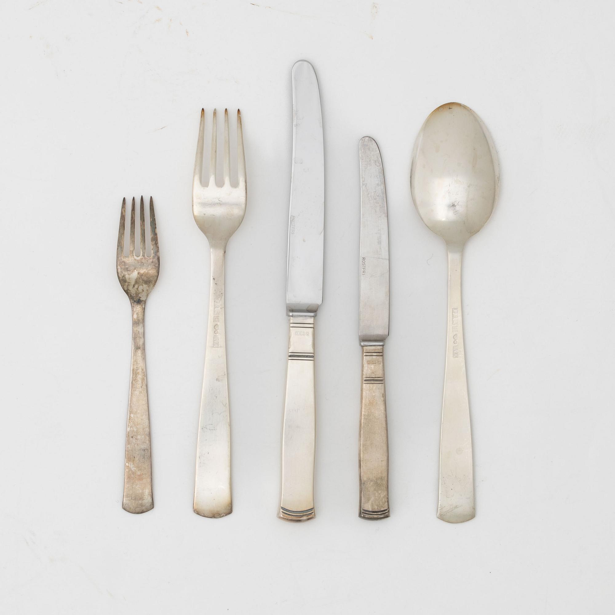 Jacob Ängman, an 84-piece silver cutlery service, model 'Rosenholm', GAB, Eskilstuna and Stockholm, including 1975.