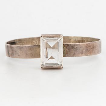 Bangle, sterling silver with faceted rock crystal. Åke Lindström for Bengt Hallberg.