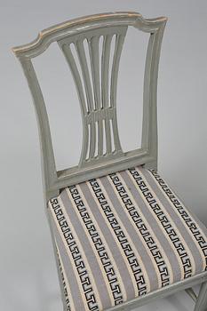 Six late Gustavian late 18th century chairs.