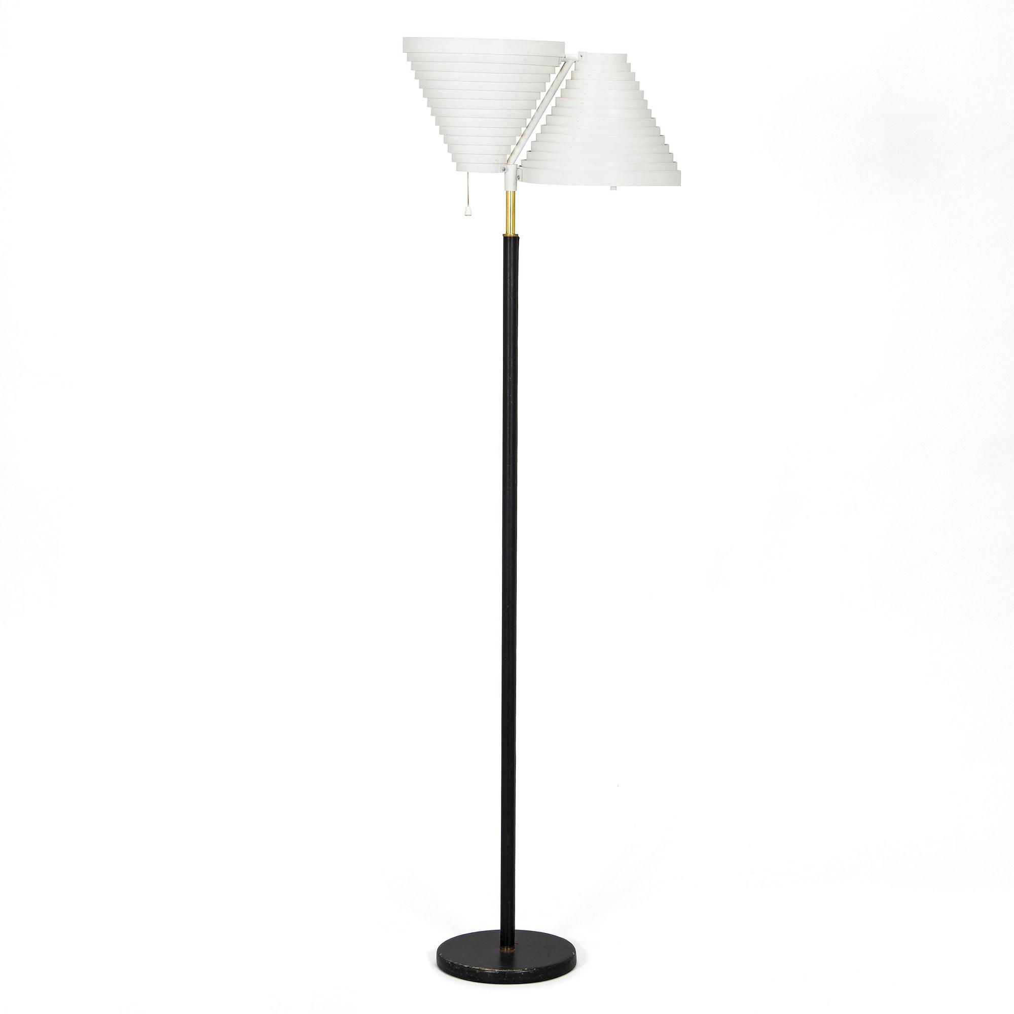 Alvar Aalto, a 1960s 'A810' floor light for Valaistustyö, Finland.