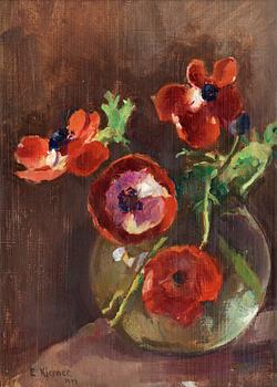 38. Esther Kjerner, "Anemoner i glasvas" (Anemones in a glass vase).