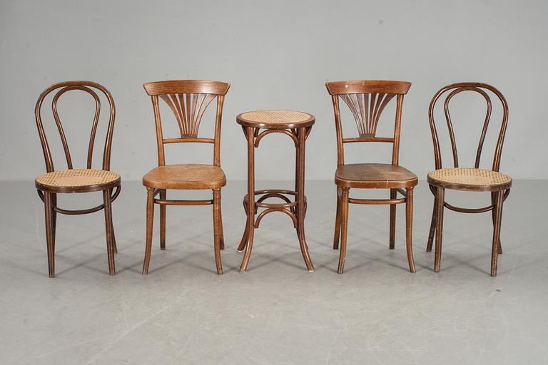 STOLAR, 4 stycken samt PALL, bl.a. Thonet, tidigt 1900-tal.