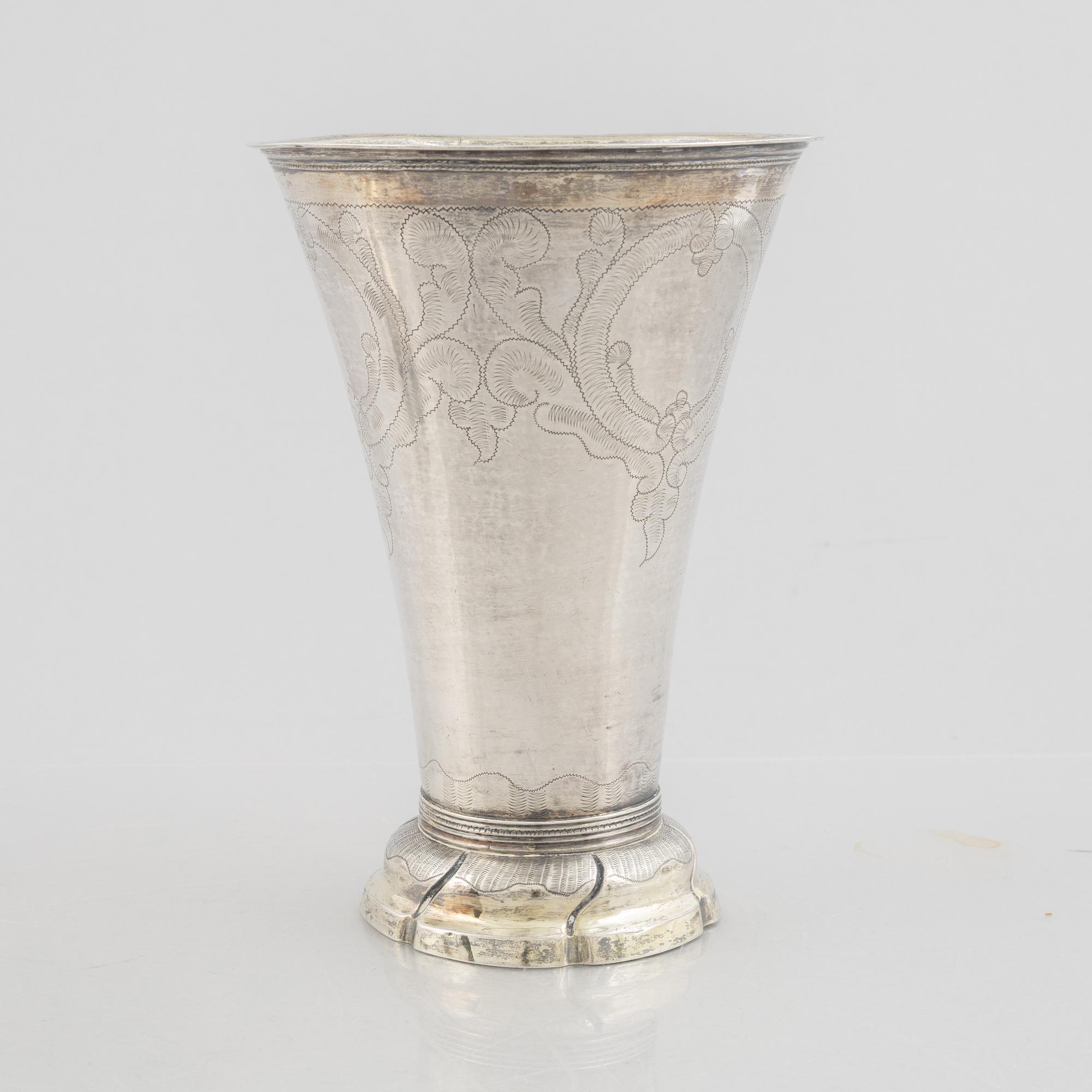 A Swedish 18th century parcel-gilt silver beaker, marks of Carl Fredrik Seseman, Arboga 1799.