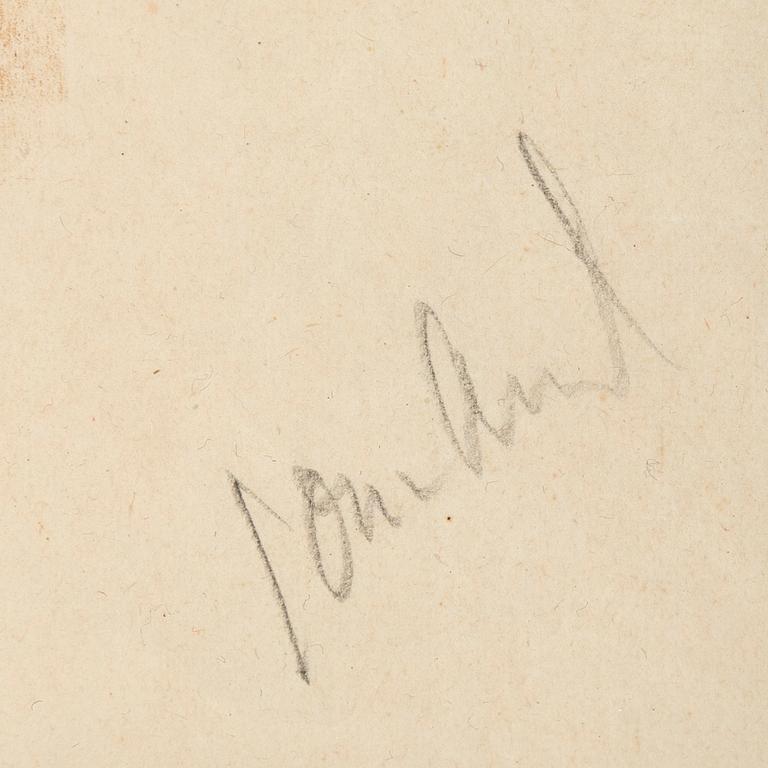 John Jon-And, blandteknik på papper, signerad.