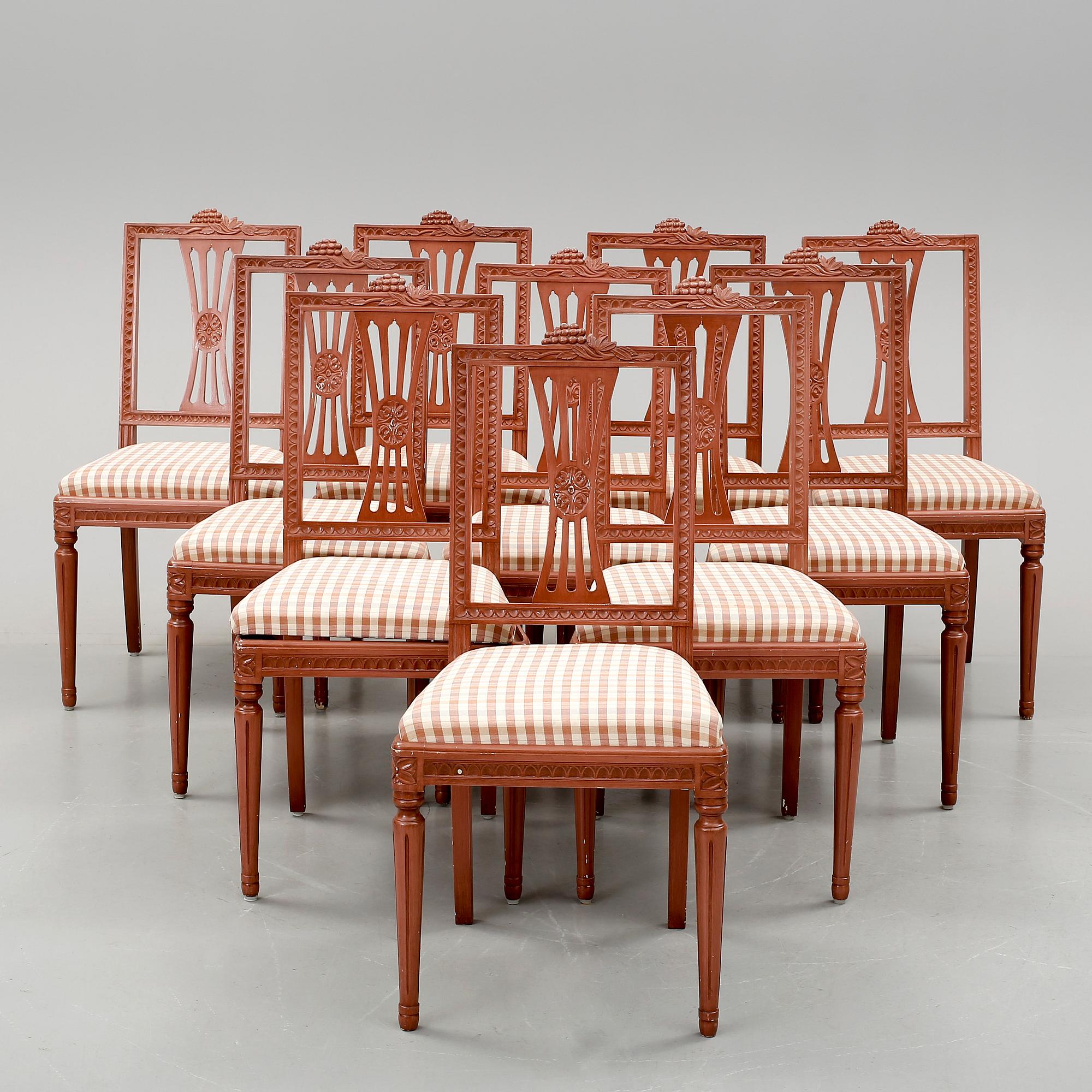 STOLAR, 10 st, "Lindome", Gustaviansk stil, 1900-tal.