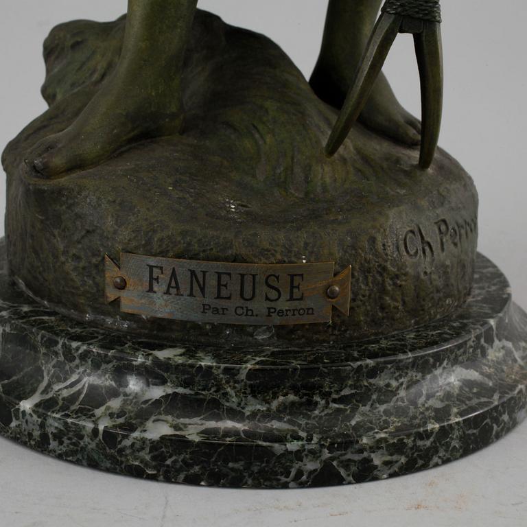 CHARLES THÉODORE PERRON, sculpture, patinated metal, signed.