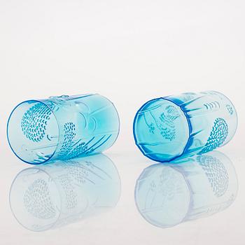 Oiva Toikka, an eight-piece 'Flora' glassware set, Nuutajärvi.