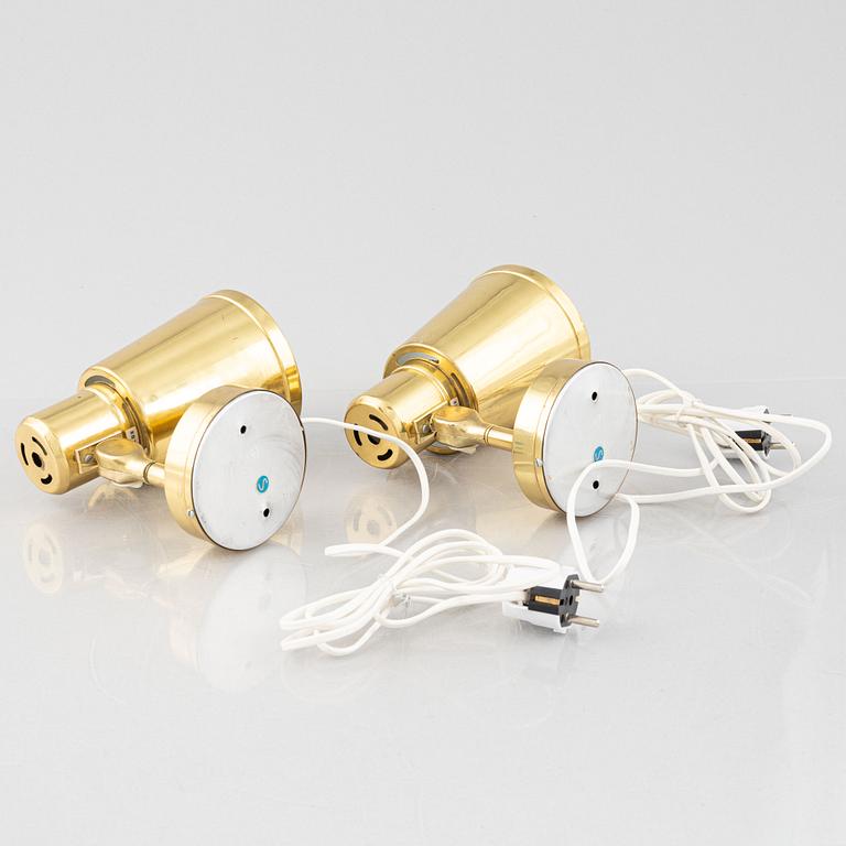 A pair of brass wall lights from Bröderna Johansson Autometall, 1960's.