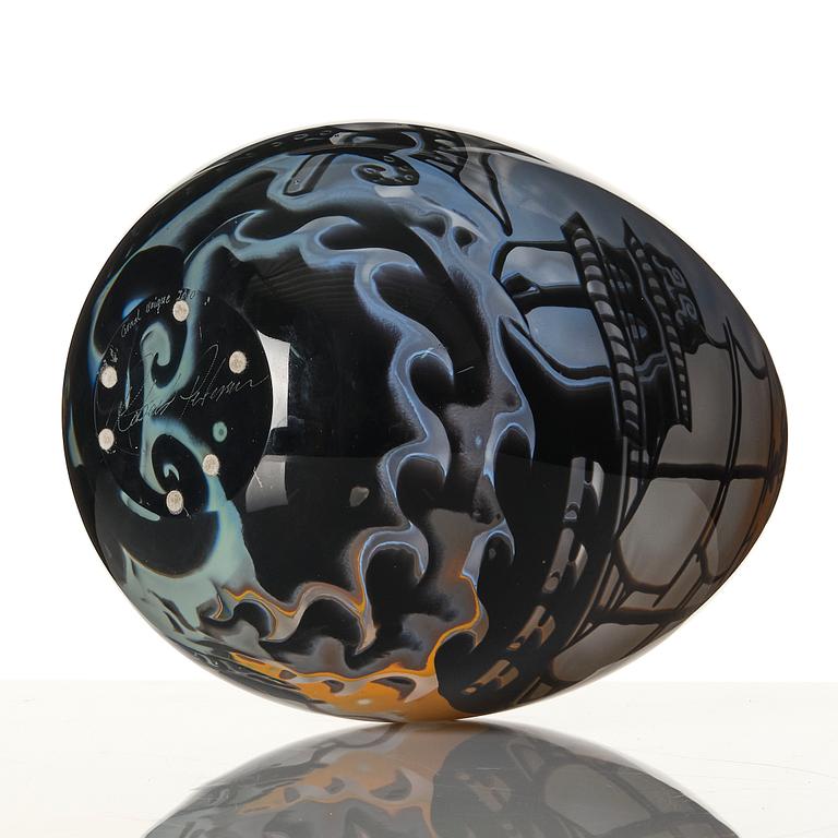 Robert Oldergaarden, "Treasure Island", a unique Swedish glass vase, graal technique, 2010.