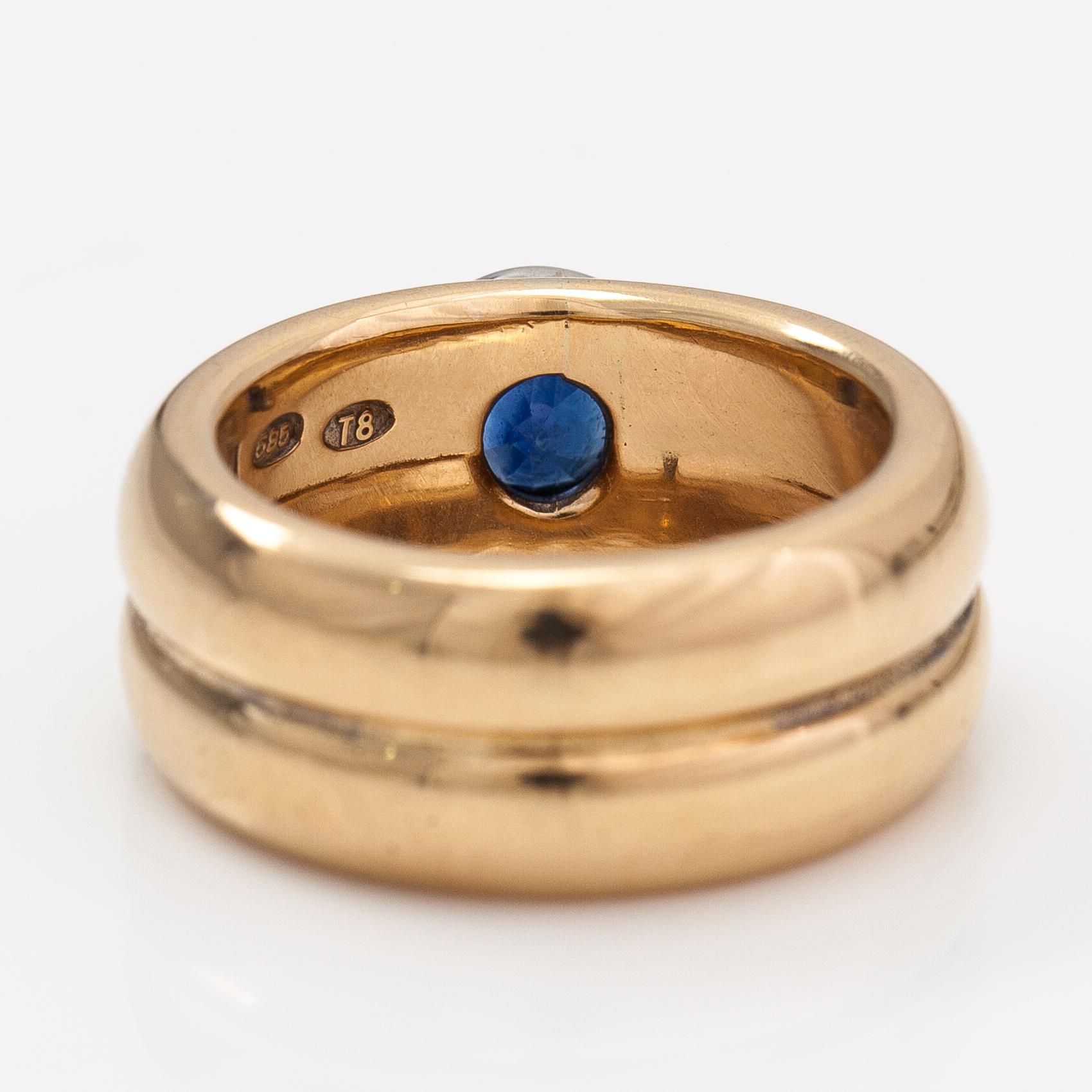 Ring, 14K guld och safir. Tiina Arkko Helsingfors 1996.