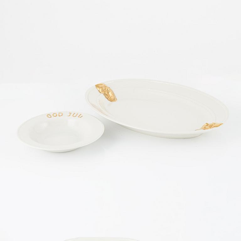 A nine-piece Christmas service, porcelain, 'God Jul' with gold decoration, Gustavsberg, 1980.