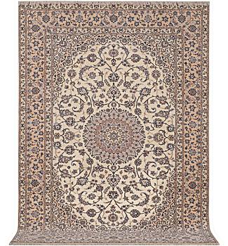 A carpet, Nain, part silk, 6 laa, c. 316 x 210 cm.