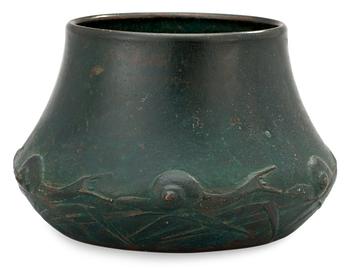 575. A Hugo Elmqvist Art Nouveau patinated bronze vase, Stockholm, early 1900's.