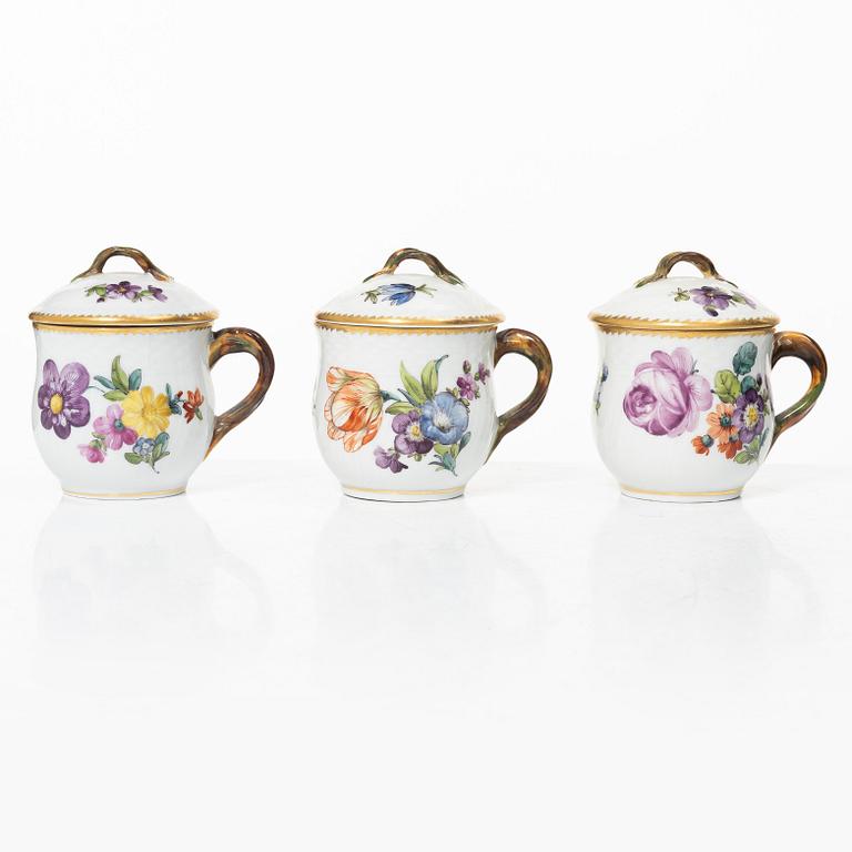 Royal Copenhagen, six cream cups, "Sachsisk Blomst", Denmark, 1889 - 1922.