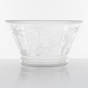 Edward Hald, two glass bowls, Orrefors, 1920's.