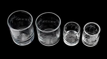 WHISKYGLAS, 6 st samt SNAPSGLAS, 6 st, "Antik, Reijmyre, 1900-tal.