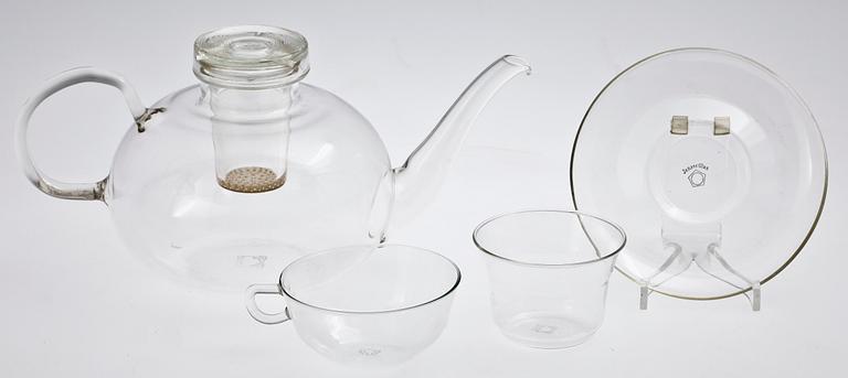 TESERVISDELAR, 3 st, glas, Wilhelm Wagenfeldt, Jenaer Glaswerke, Tyskland, 1900-tal.