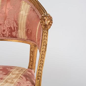 A pair of late Gustavian armchairs, late 18th century.