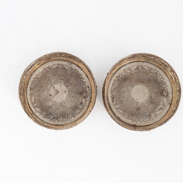 A Pair of Portuguese Sterling Silver Coasters, makers mark Topazio.