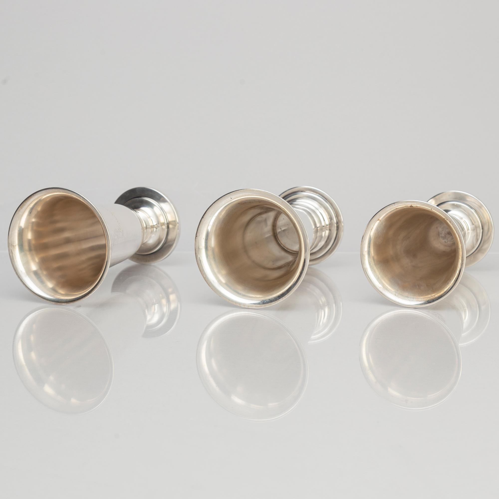 Ten Silver Beakers, 20th Century.
