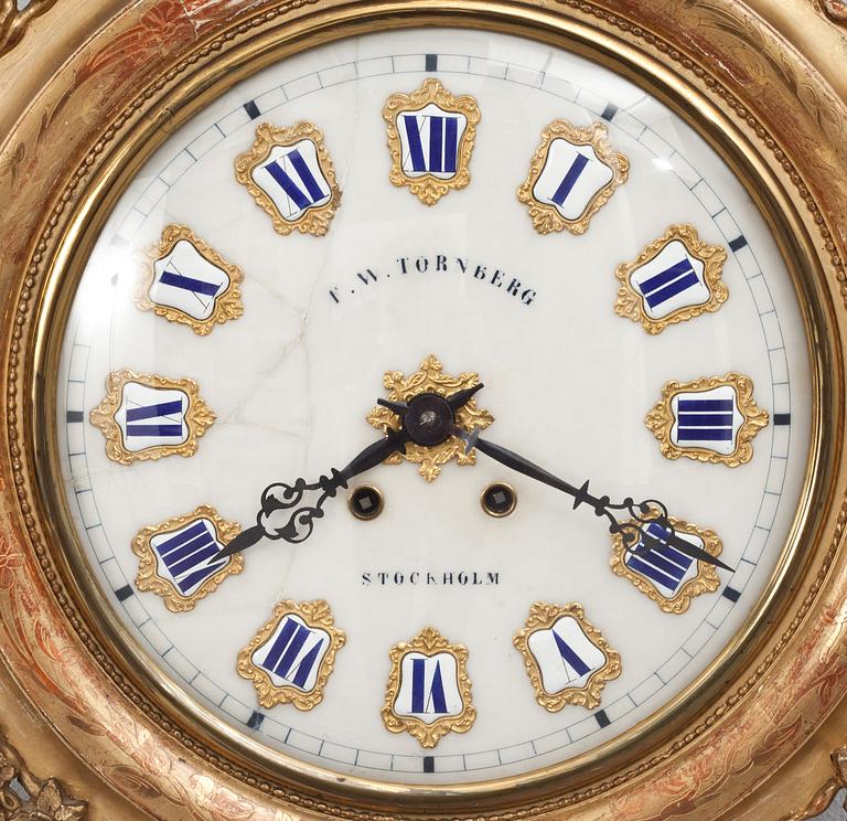 VÄGGPENDYL, F.W Tornberg Stockholm. Nyrokoko,
1800-talets andra hälft.