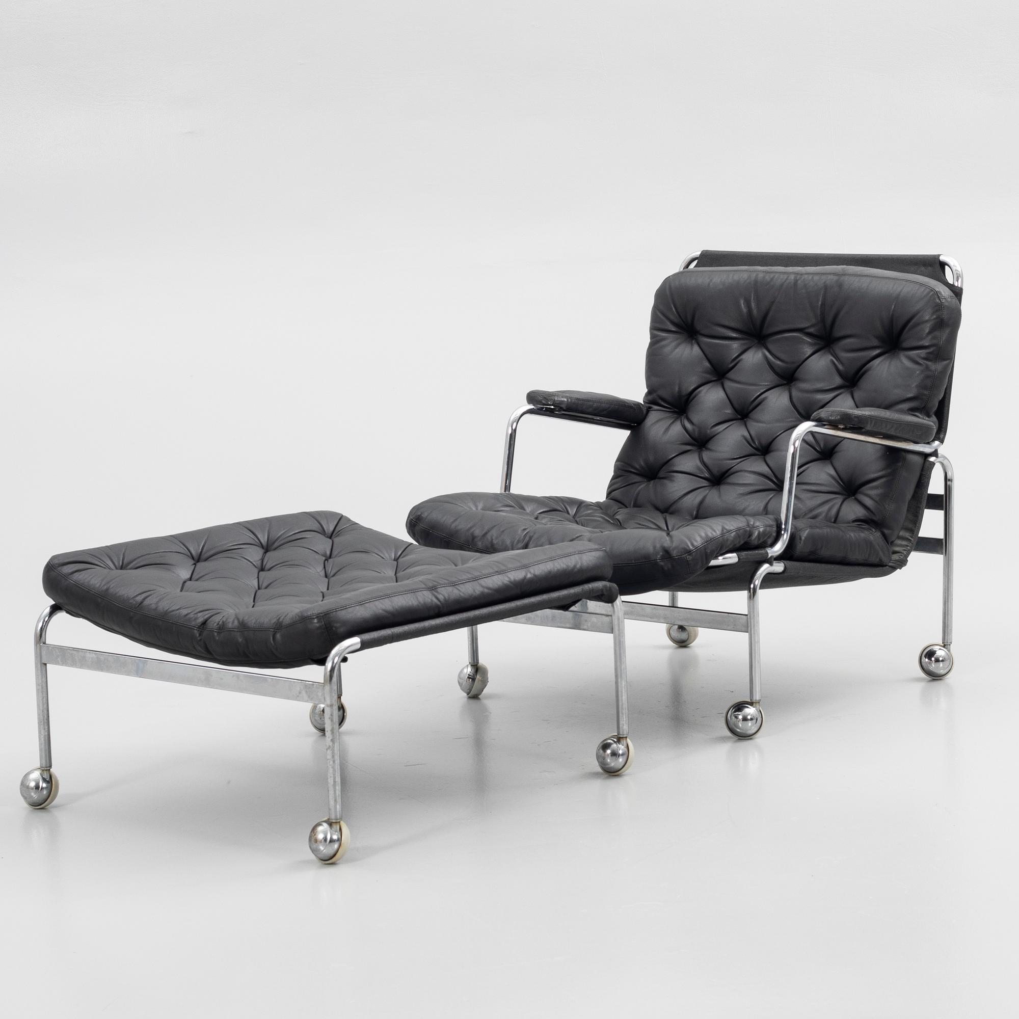 Bruno Mathsson, Armchair with footstool, "Karin 73", DUX, later part of the 20th century.
