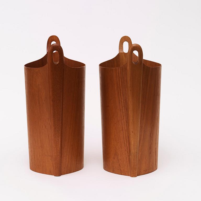 Two PS Heggen teak waste paper bins, Nordfjordeid, Norway 1960's.