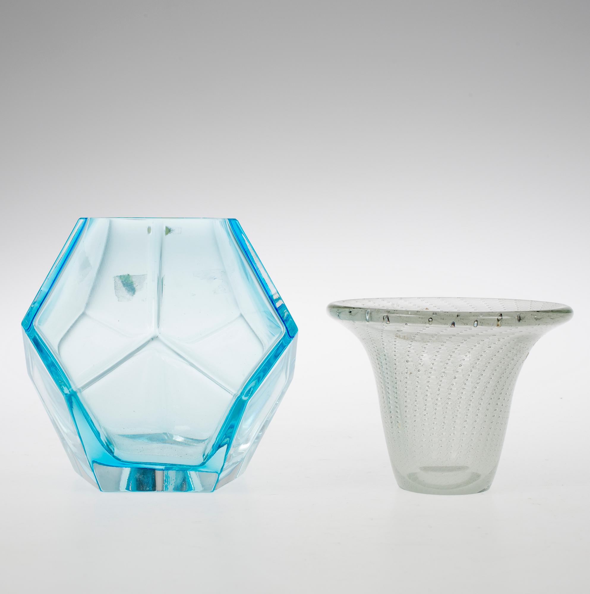 VASER, 2 st, glas, Bla Kaj Franck, Notsjöö, Finland.